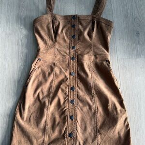 New Abercrombie & Fitch Brown Button-Front Strap Dress